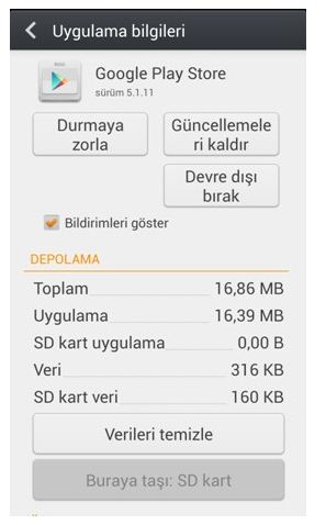 google-play-verileri-temizle